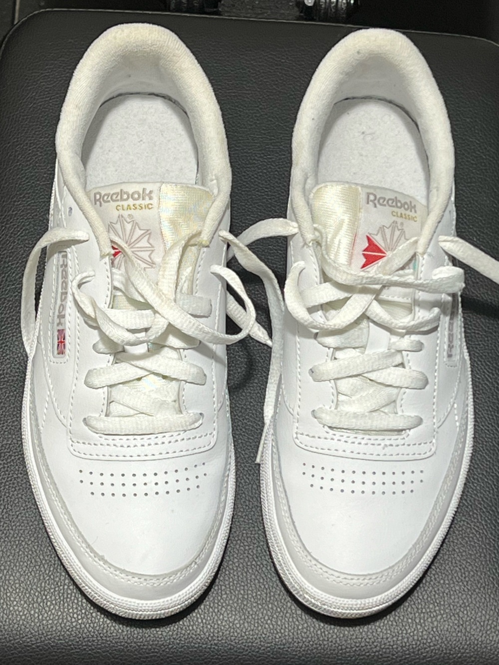 Reebok White Leather Women's Low-Top Sneakers with Red Logo